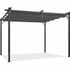 Pergola toit rétractable gris 3x4 M
