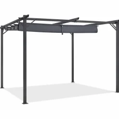 Pergola toit rétractable gris 3x4 M