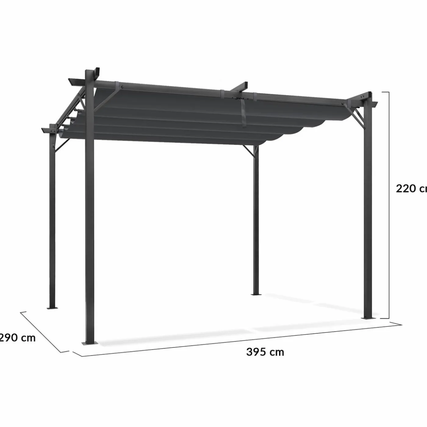 Pergola toit rétractable gris 3x4 M
