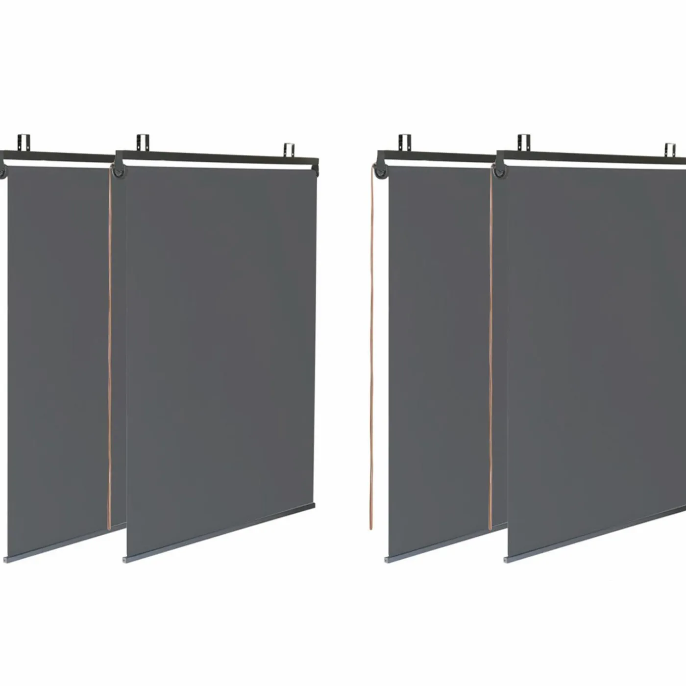 Pergola toit rétractable gris et stores enrouleurs