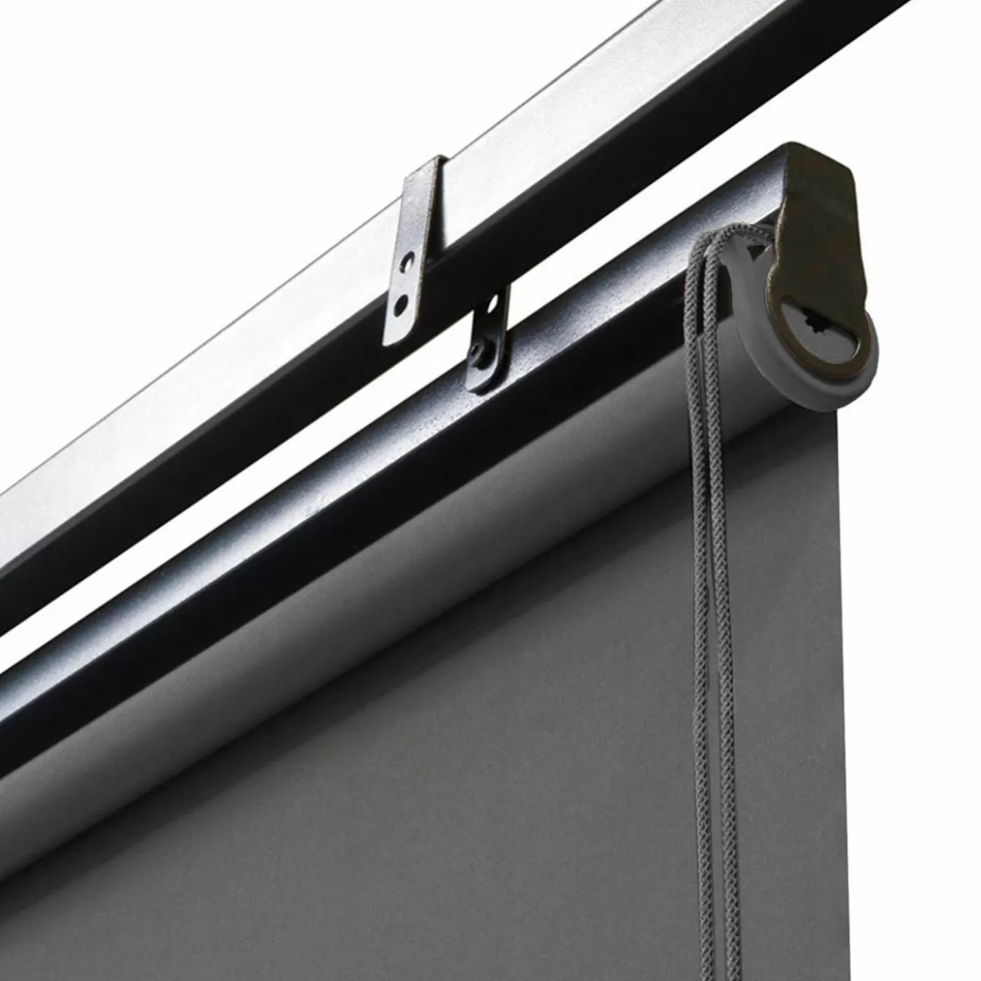 Pergola toit rétractable gris et stores enrouleurs