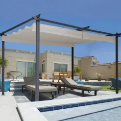 Pergola toit rétractable taupe 3x4 M