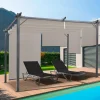 Pergola toit rétractable taupe et stores enrouleurs