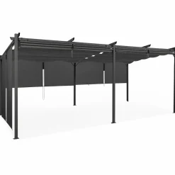 Pergola toit rétractable 3x6m gris anthracite et stores enrouleurs
