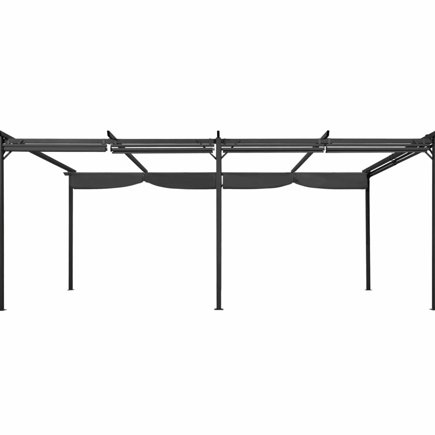 Pergola toit rétractable 3x6m gris anthracite et stores enrouleurs