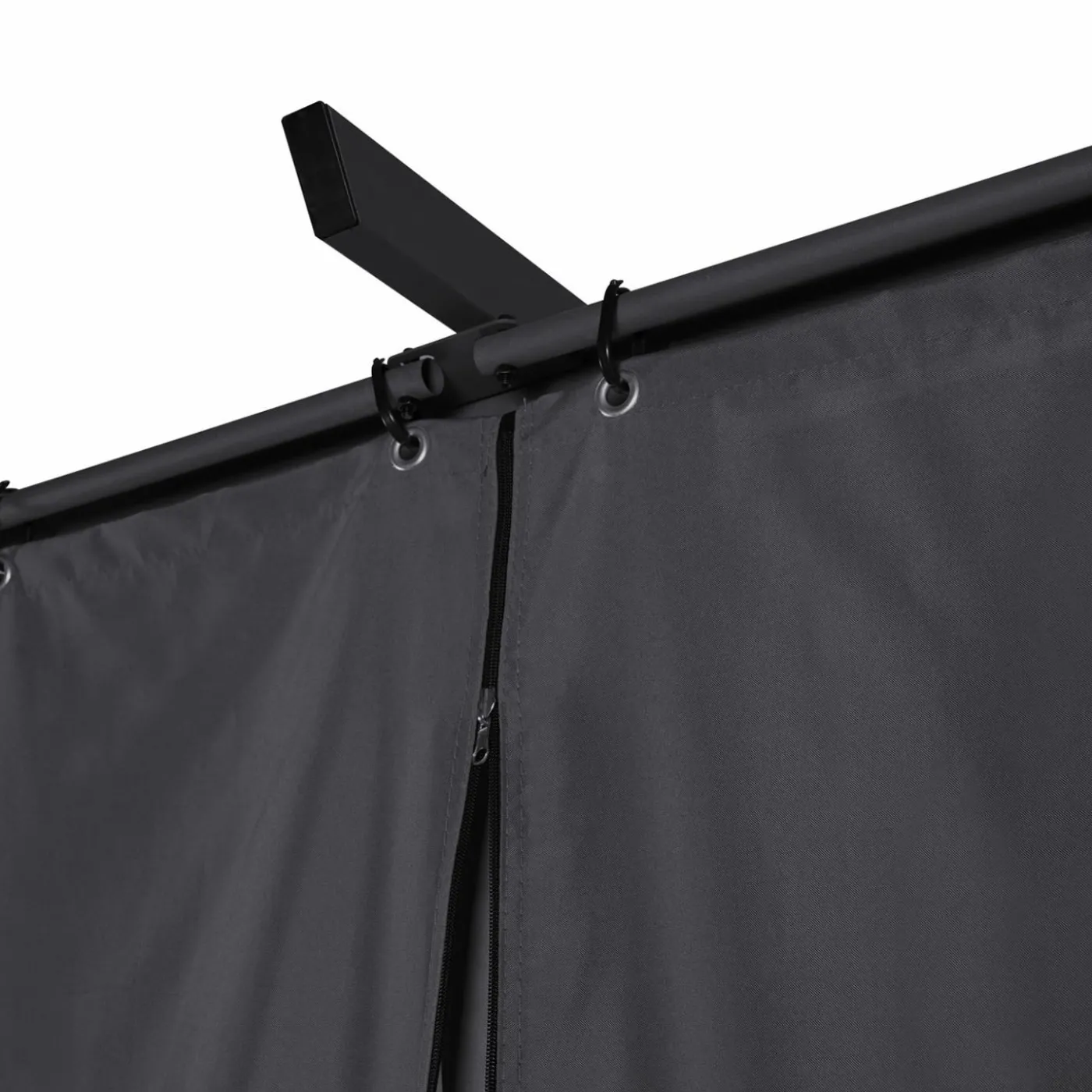 Pergola toit rétractable 3x4m gris avec 4 rideaux