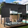 Pergola 3x3 m toit rétractable gris anthracite et stores enrouleurs