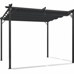 Pergola 3x3 m toit rétractable gris anthracite et stores enrouleurs