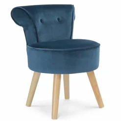 Petit fauteuil crapaud bleu en velours