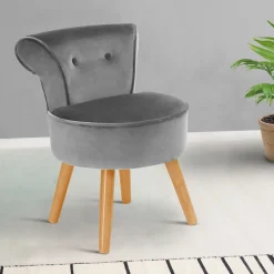 Petit fauteuil crapaud gris en velours