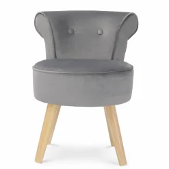 Petit fauteuil crapaud gris en velours