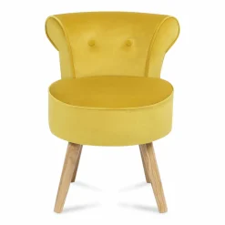 Petit fauteuil crapaud jaune en velours