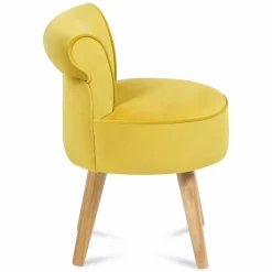 Petit fauteuil crapaud jaune en velours
