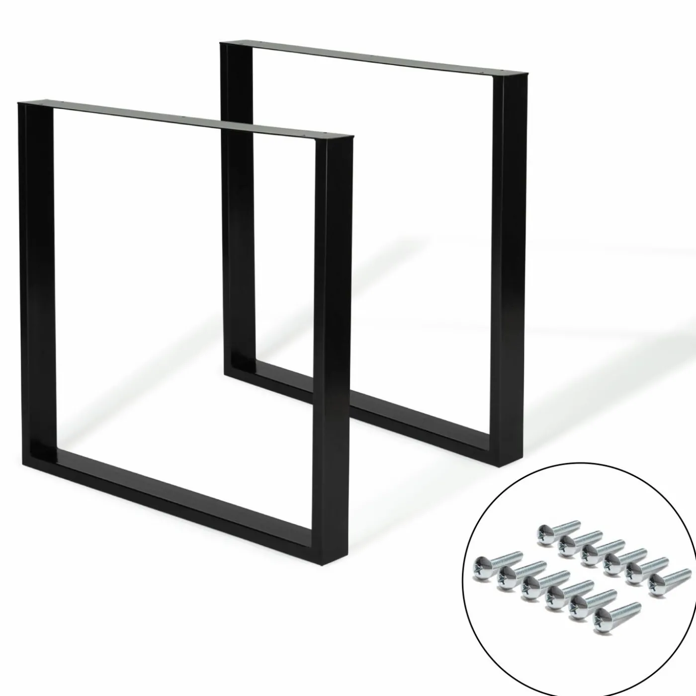 Pieds de table carrés en métal noir design industriel
