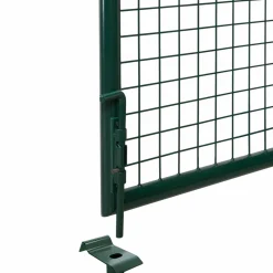 Portail battant grillagé en acier vert 3M15 x 1M50 avec serrure et poignée