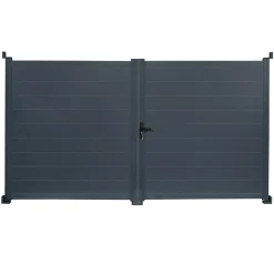 Portail battant 302x160 cm en aluminium gris anthracite
