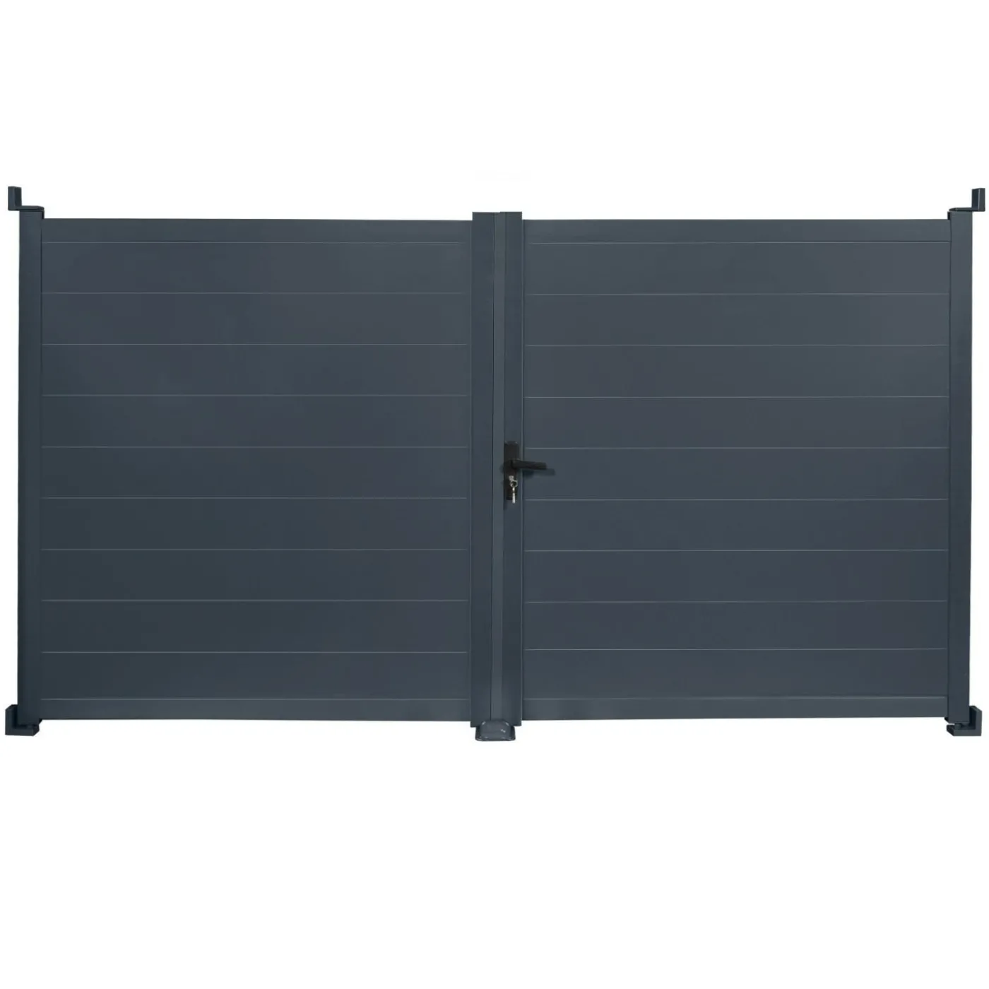 Portail battant 302x160 cm en aluminium gris anthracite