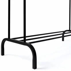 Portant vêtements double en métal noir avec étagère à chaussures