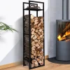 Porte bûches vertical intérieur 170 cm en métal noir