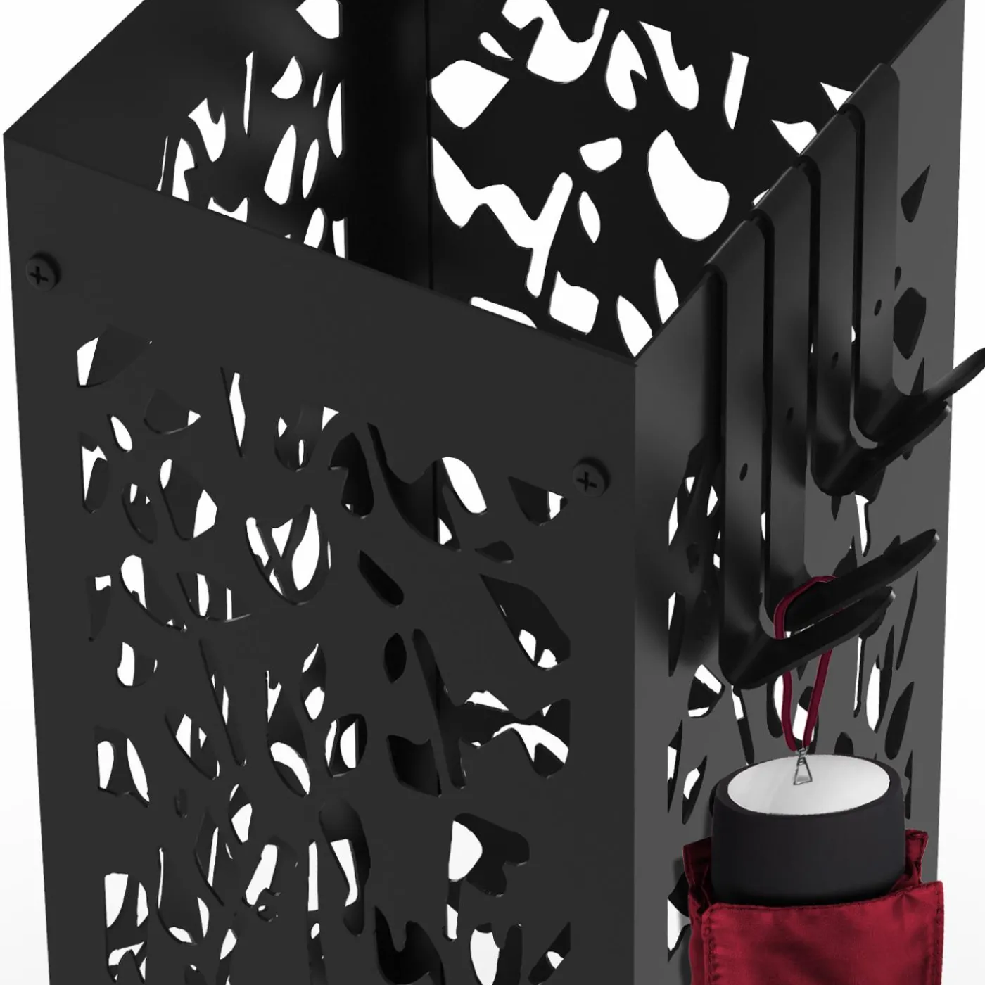 Porte parapluie carré en acier noir 45 cm