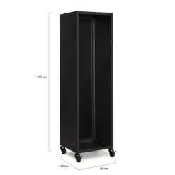 Porte-bûche intérieur 112 cm acier noir plein avec roulettes