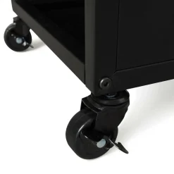 Porte-bûche intérieur 112 cm acier noir plein avec roulettes