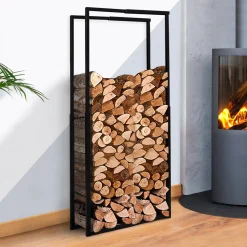 Porte-bûches intérieur modulable 65x25x150 cm en métal noir