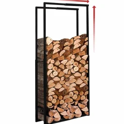 Porte-bûches intérieur modulable 65x25x150 cm en métal noir