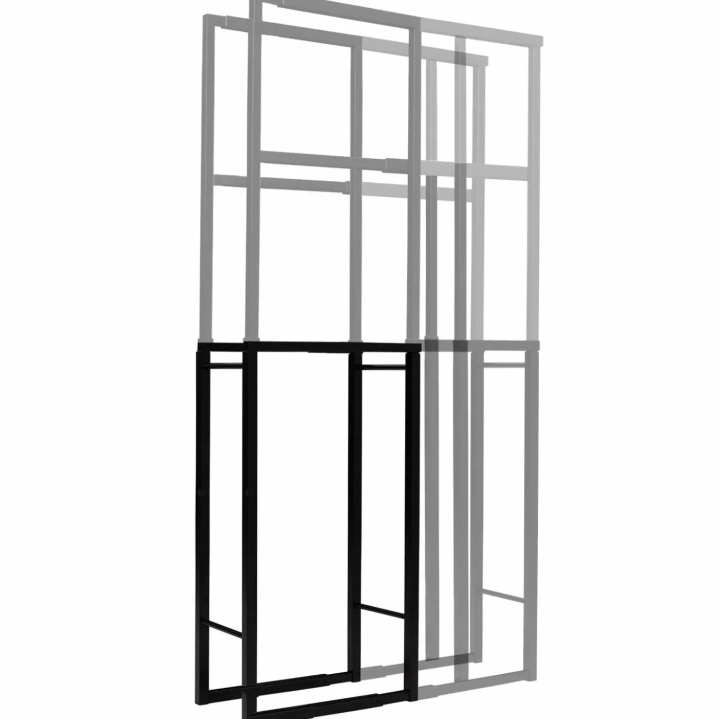 Porte-bûches intérieur modulable 65x25x150 cm en métal noir