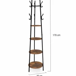 Porte-manteau industriel sur pied avec étagères