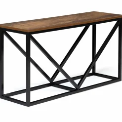 Portes bûches intérieur plateau en bois vieilli et métal noir