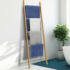 Porte-serviettes échelle 5 niveaux en bambou
