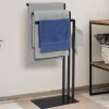 Porte-serviettes sur pied métal noir