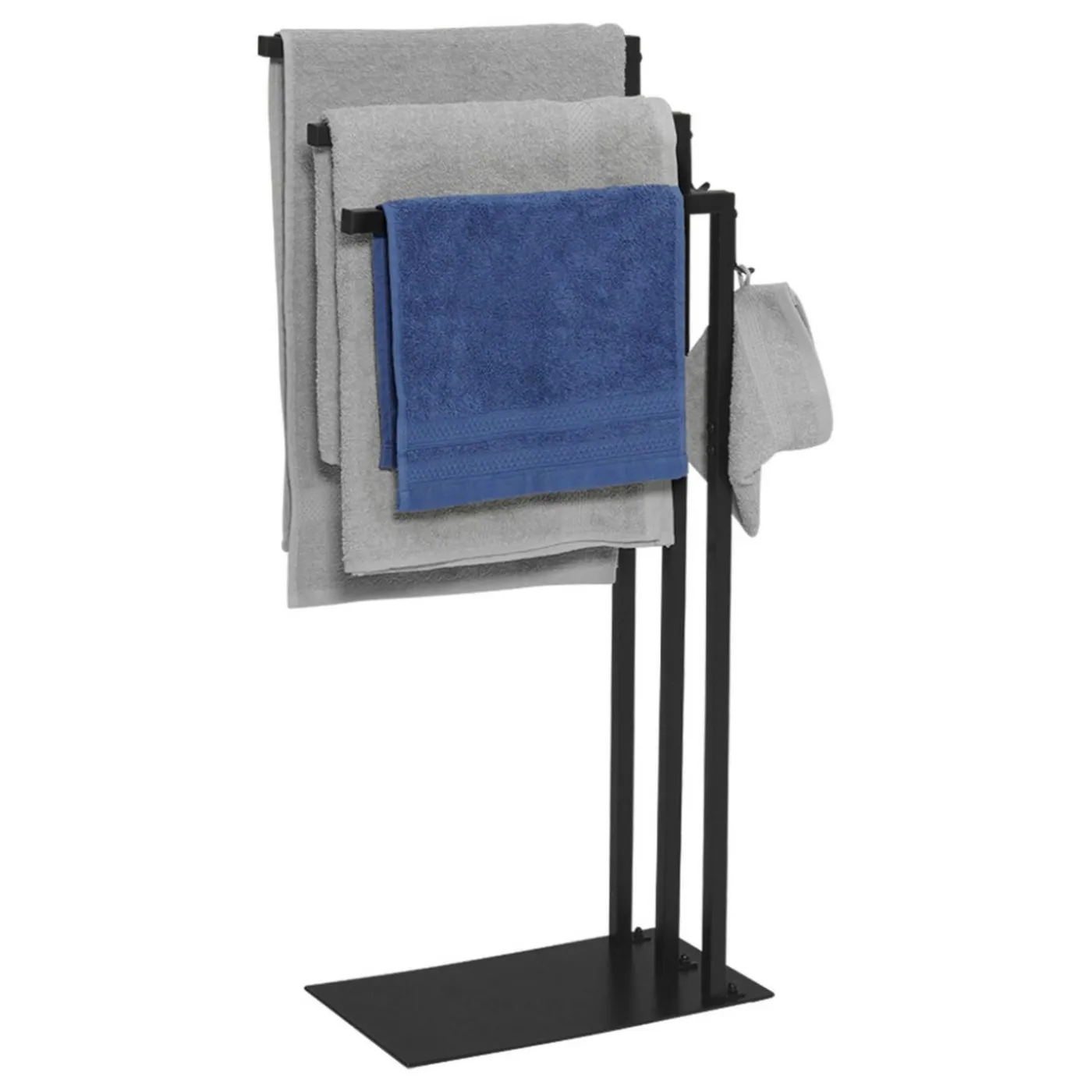 Porte-serviettes sur pied métal noir