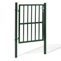 Portillon de jardin barreaudé en acier vert 105 x 125 CM avec serrure et poignée