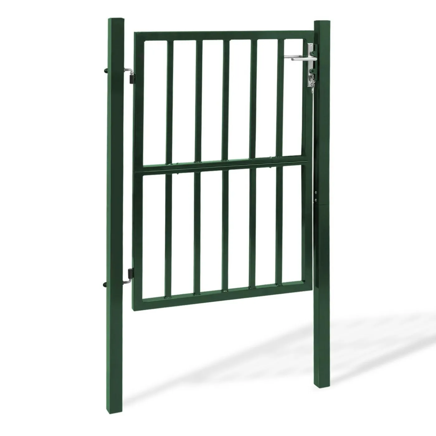Portillon de jardin barreaudé en acier vert 105 x 125 CM avec serrure et poignée