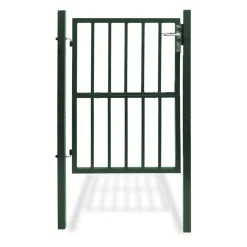 Portillon de jardin barreaudé en acier vert 105 x 125 CM avec serrure et poignée