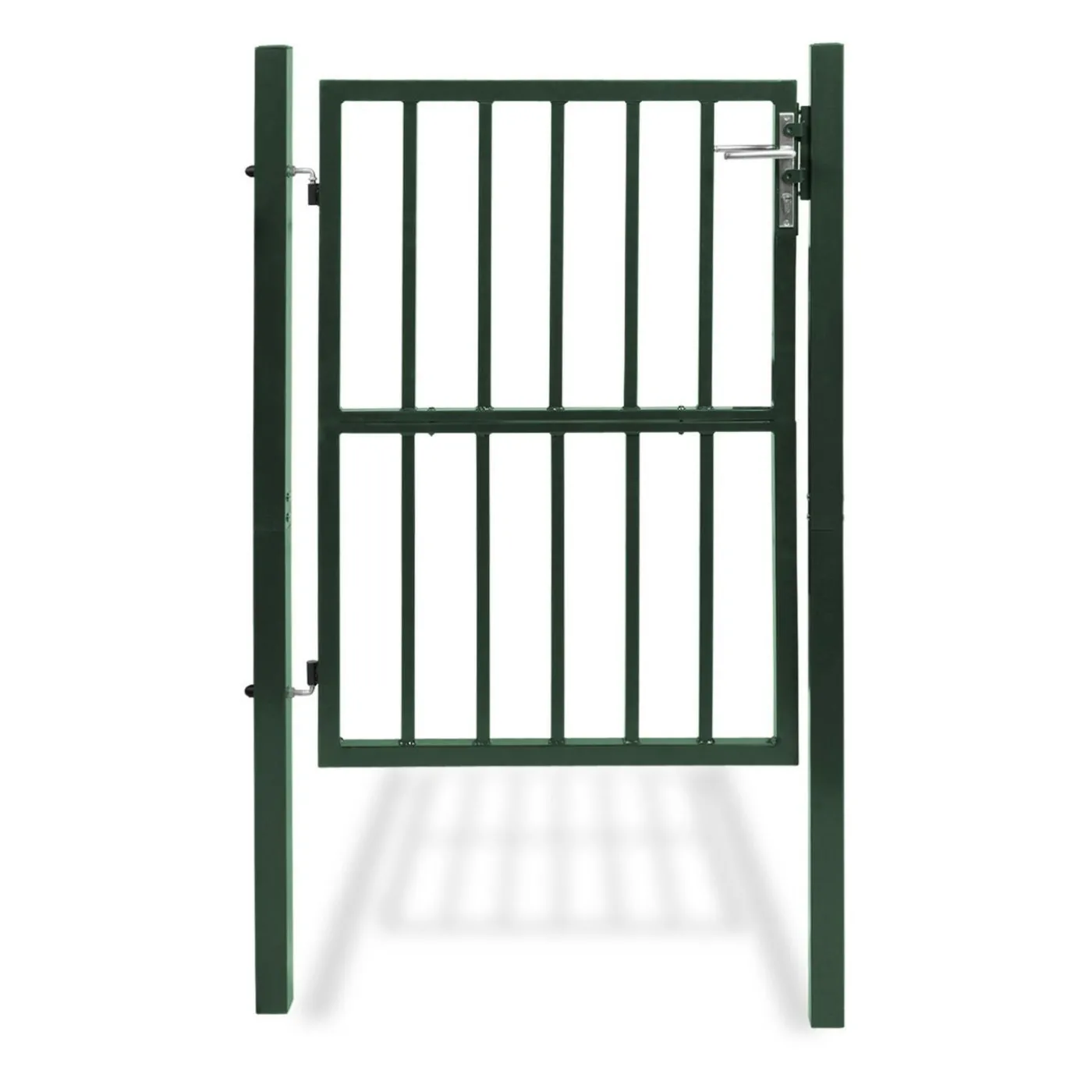Portillon de jardin barreaudé en acier vert 105 x 125 CM avec serrure et poignée