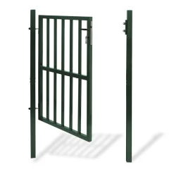 Portillon de jardin barreaudé en acier vert 105 x 125 CM avec serrure et poignée
