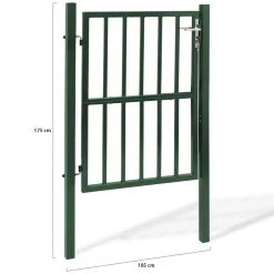 Portillon de jardin barreaudé en acier vert 105 x 125 CM avec serrure et poignée