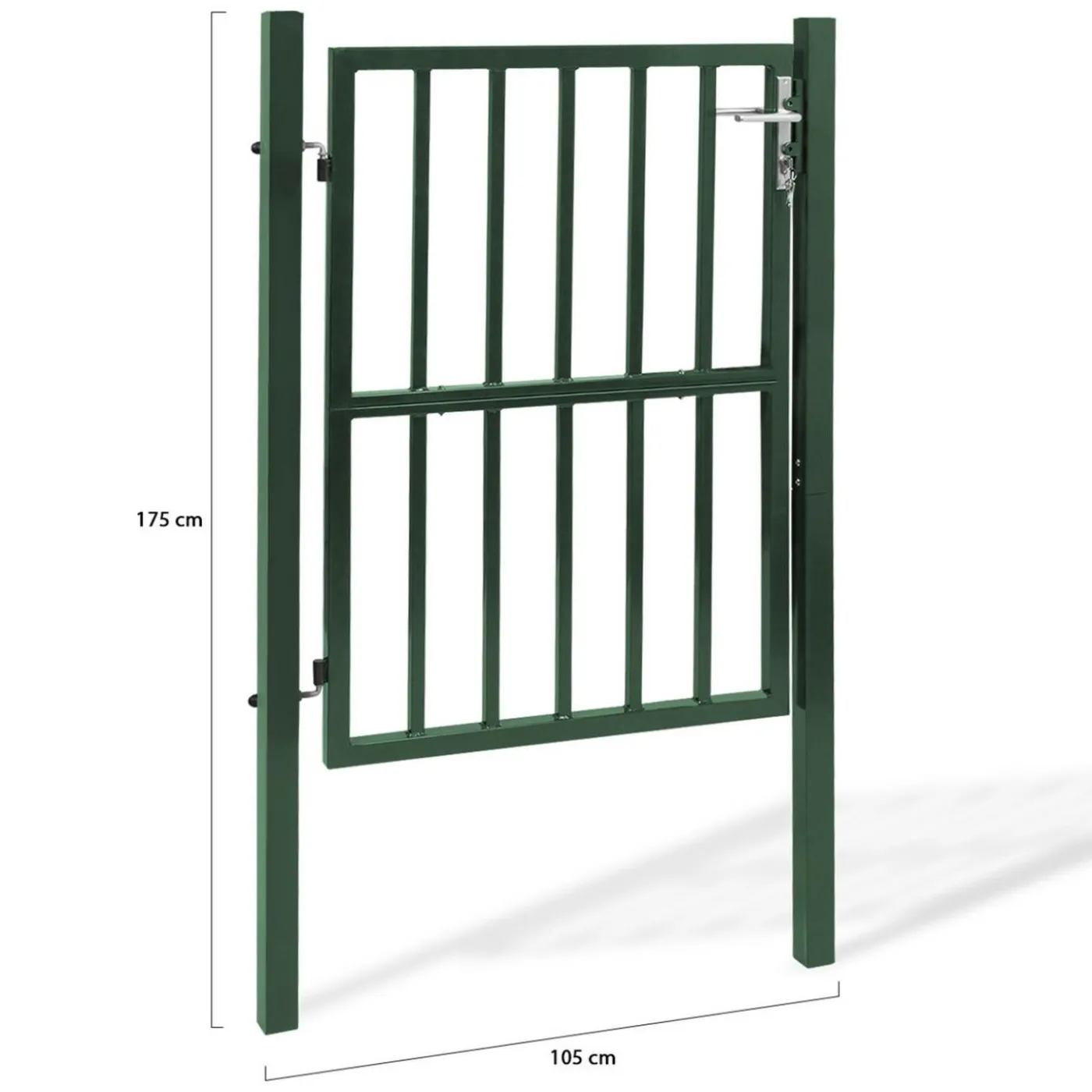 Portillon de jardin barreaudé en acier vert 105 x 125 CM avec serrure et poignée