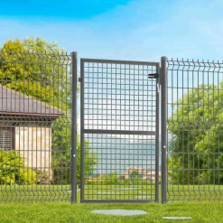 Portillon gris anthracite jardin en acier 105 x 125 cm