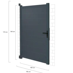 Portillon 100x160 cm en aluminium gris anthracite
