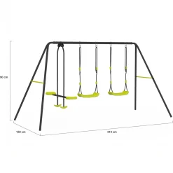 Portique balançoire 3 agrès pour jardin extérieur
