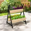 Potager 3 bacs bois finitions noires jardinière tipi