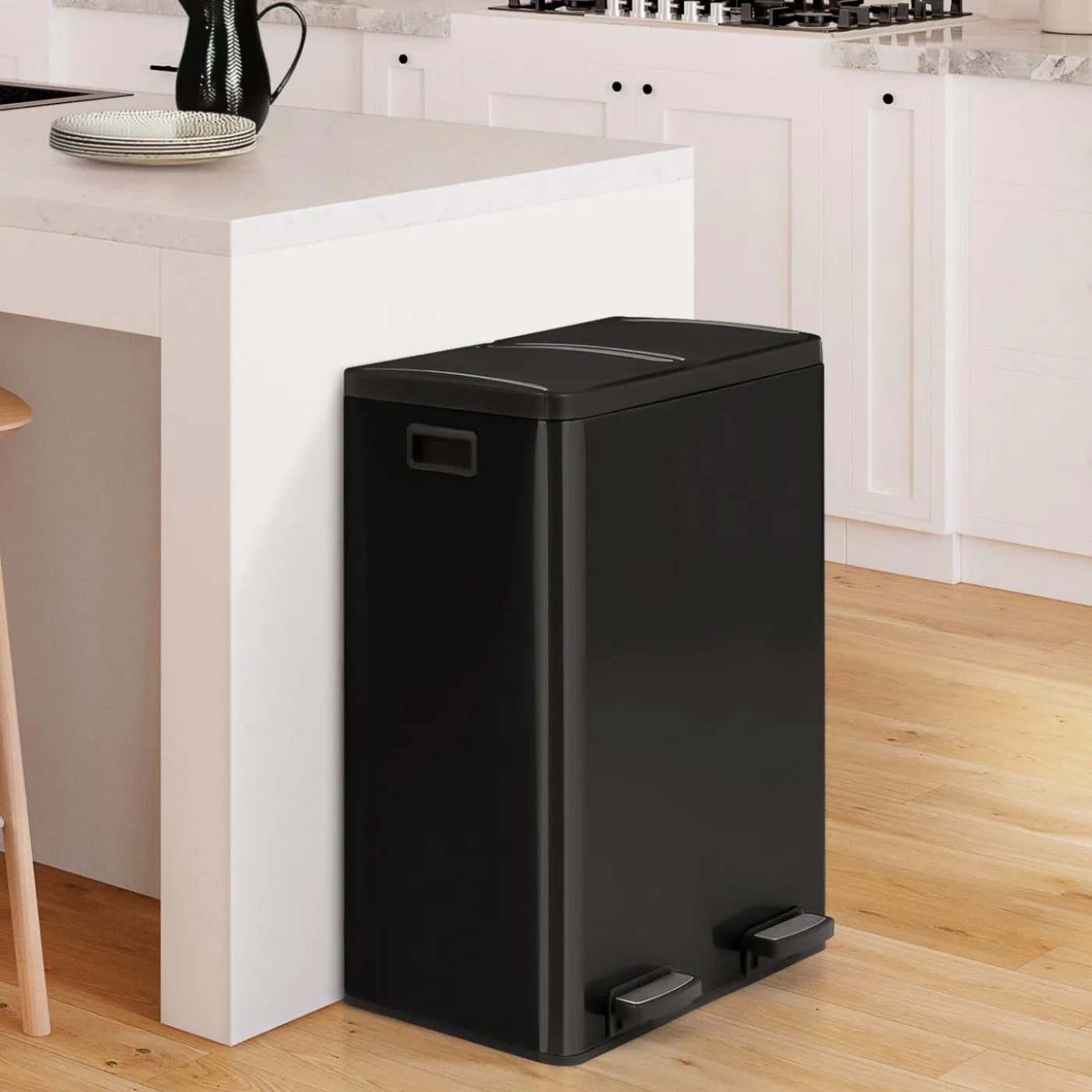 Poubelle de cuisine 2x30L seaux amovibles avec pédales