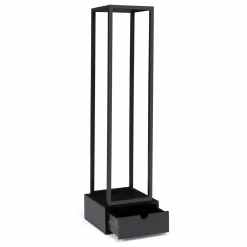 Range bûche intérieur vertical en acier noir avec tiroir