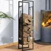 Range bûches vertical en acier noir et accessoires