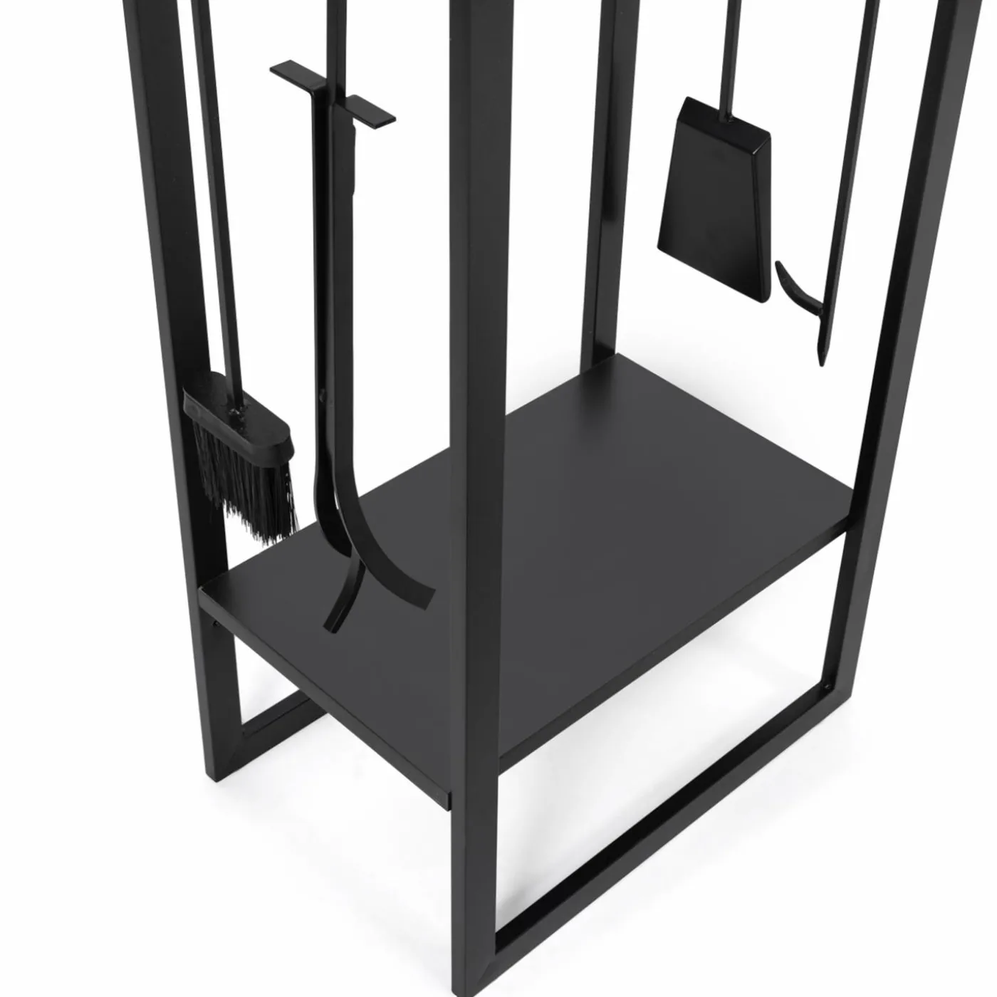 Range bûches vertical en acier noir et accessoires