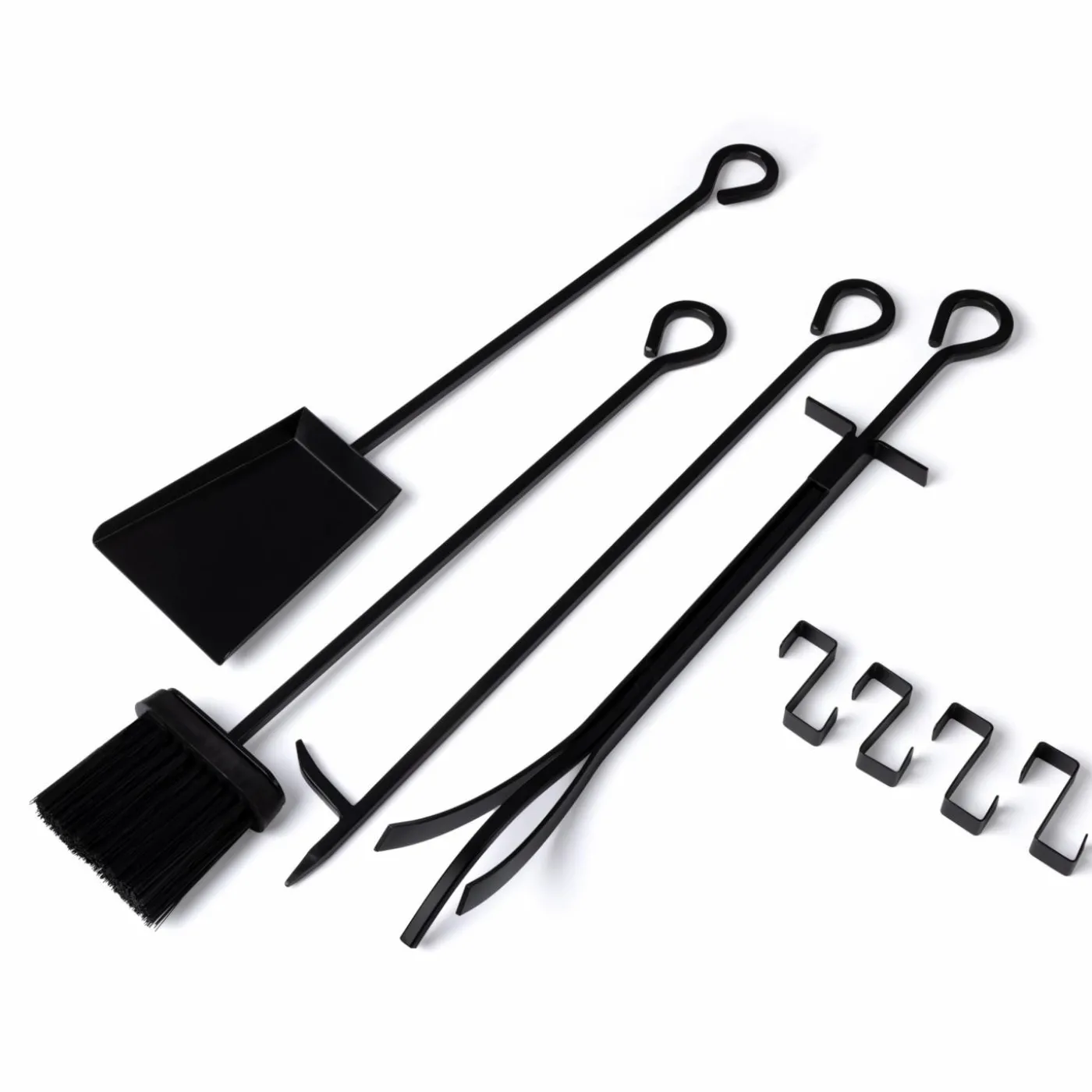 Range bûches vertical en acier noir et accessoires